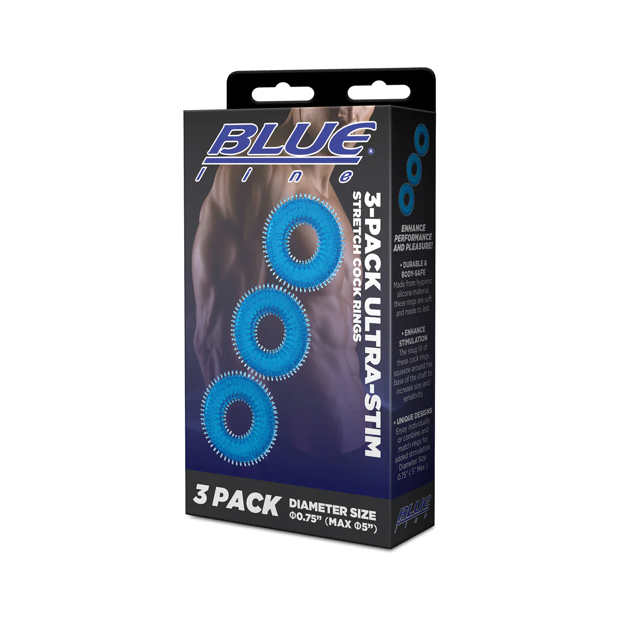 3-Pack Ultra-Stim Stretch Cock Rings by Blue Line - Image 6