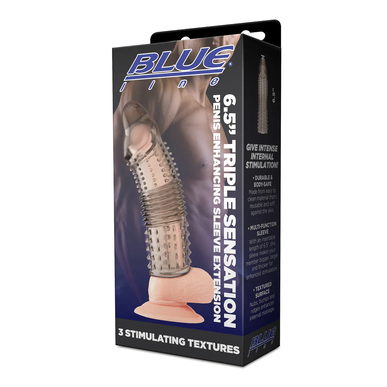 6.5" Triple Sensation Penis Enhancing Sleeve Extension by Blue Line - Image 2