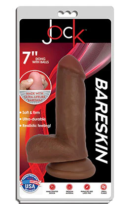7" BARESKIN DILDO BY JOCK w. BALLS - Dark - Image 3