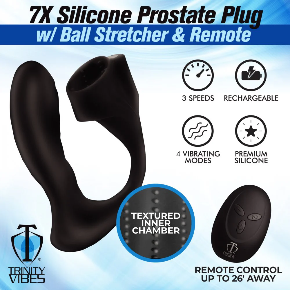 7X Silicone Prostate Plug w- Ball Stretcher & Remote by trinity vibes - Image 4