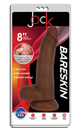 8" BARESKIN DILDO BY JOCK w. BALLS - Dark - Image 3