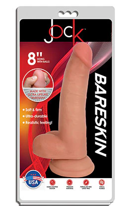 8" BARESKIN DILDO BY JOCK w. BALLS - Light - Image 3