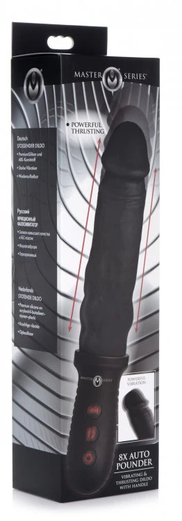 8X Auto Pounder Vibrating and Thrusting Dildo with Handle by Master Series - BLACK - Image 8