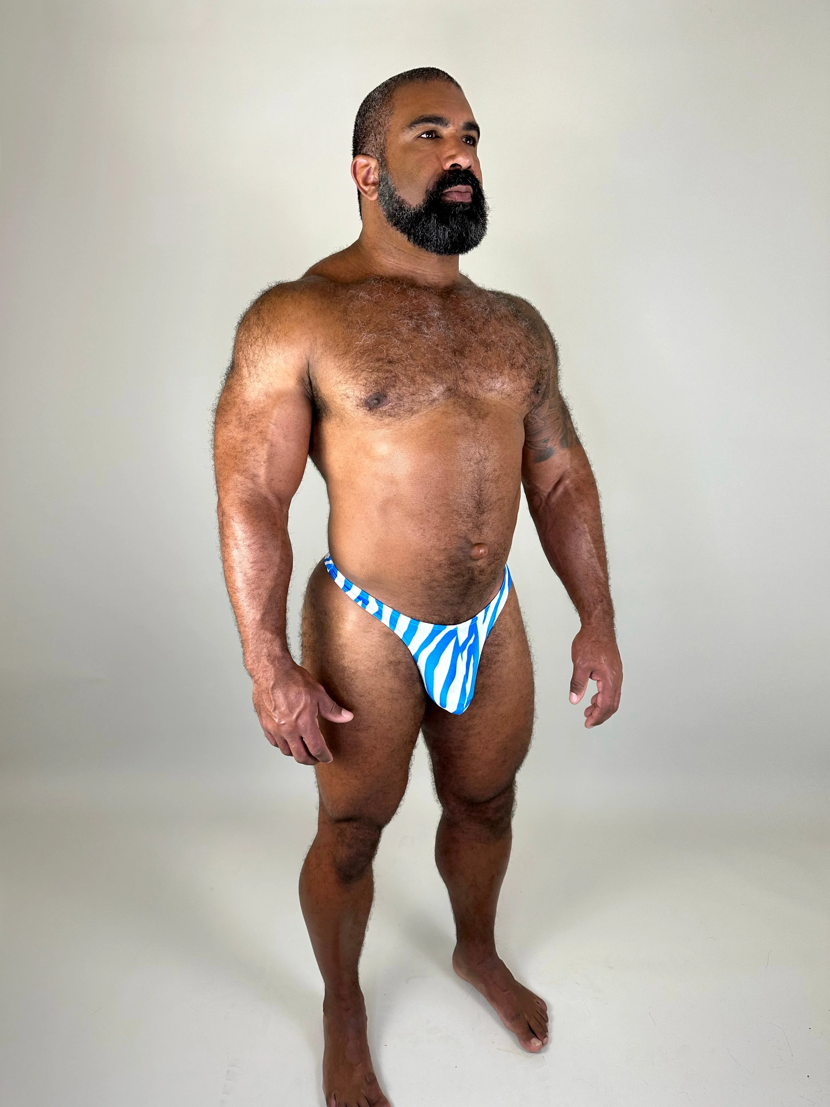 Alfons Dovana Blue Tiger Velvet Thong - Image 2