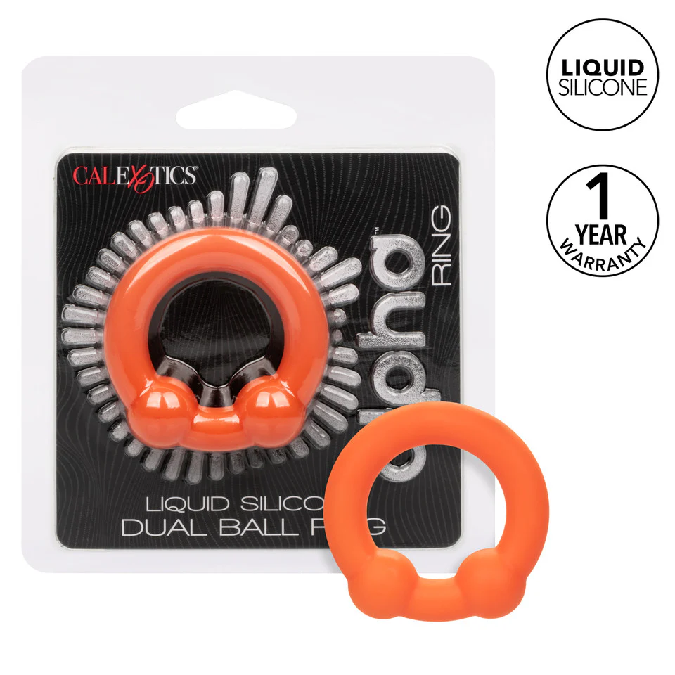 Alpha Liquid Silicone Dual Ball Ring - Orange - Image 6