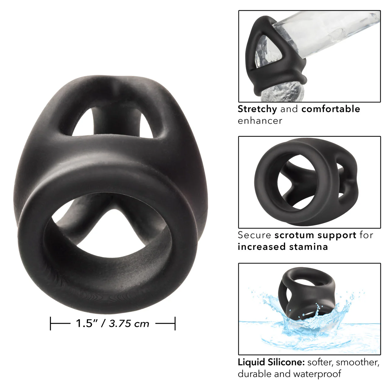 Alpha Liquid Silicone Dual Cage & Ring - Black - Image 5