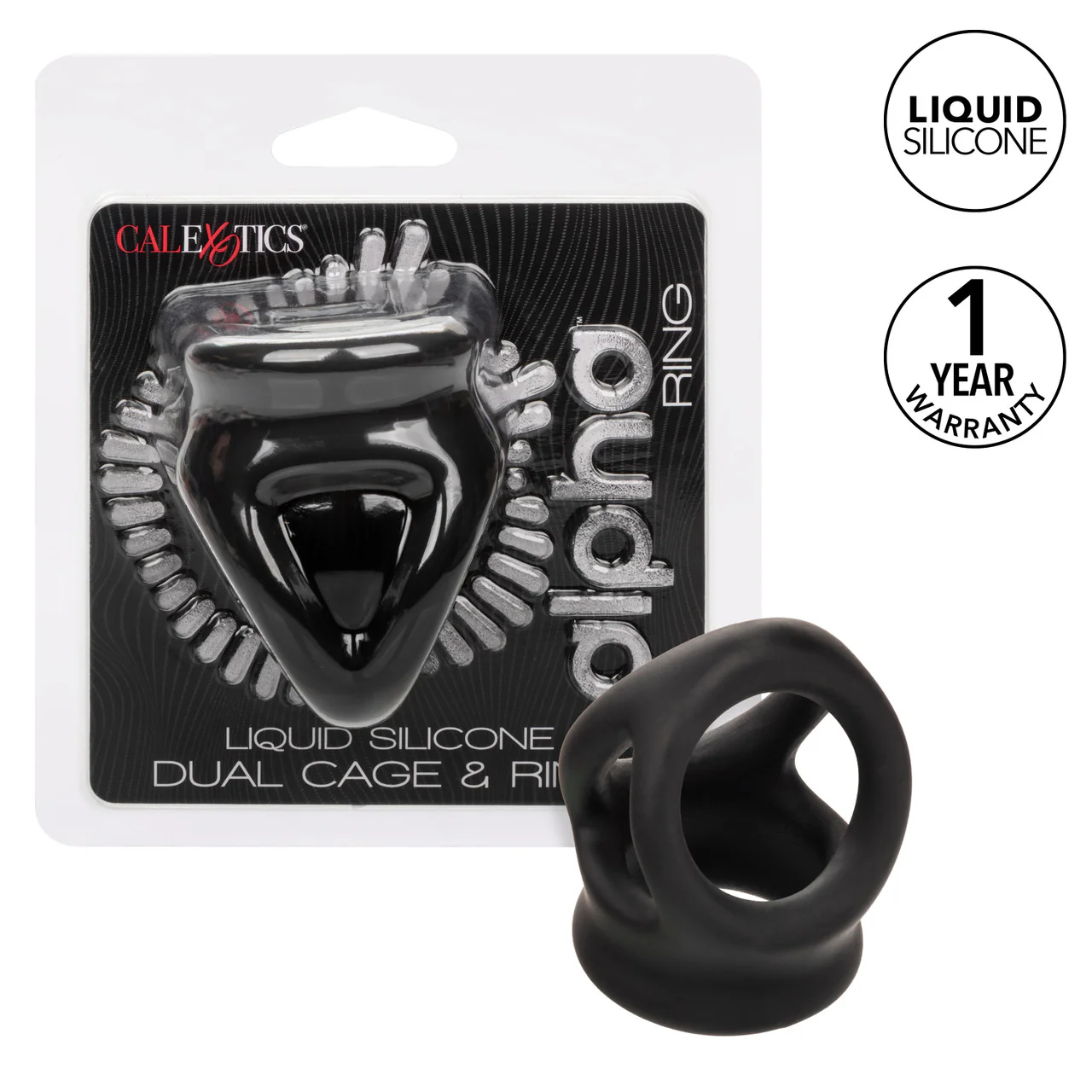 Alpha Liquid Silicone Dual Cage & Ring - Black - Image 6