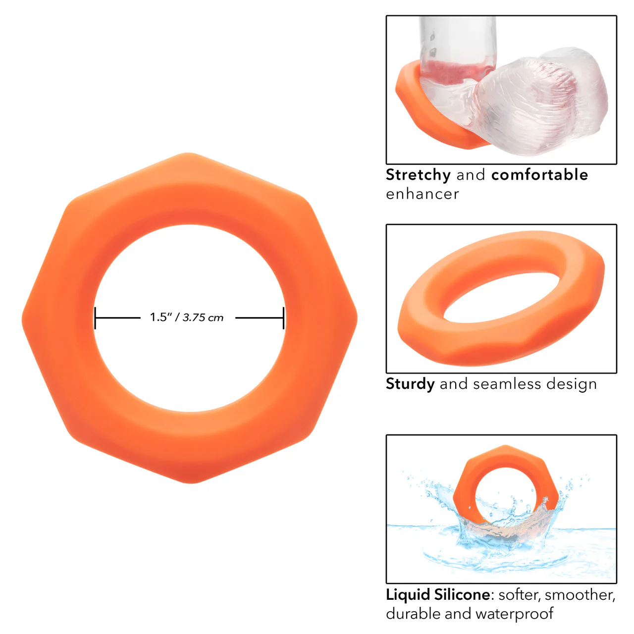 Alpha Liquid Silicone Sexagon Ring - Orange - Image 5