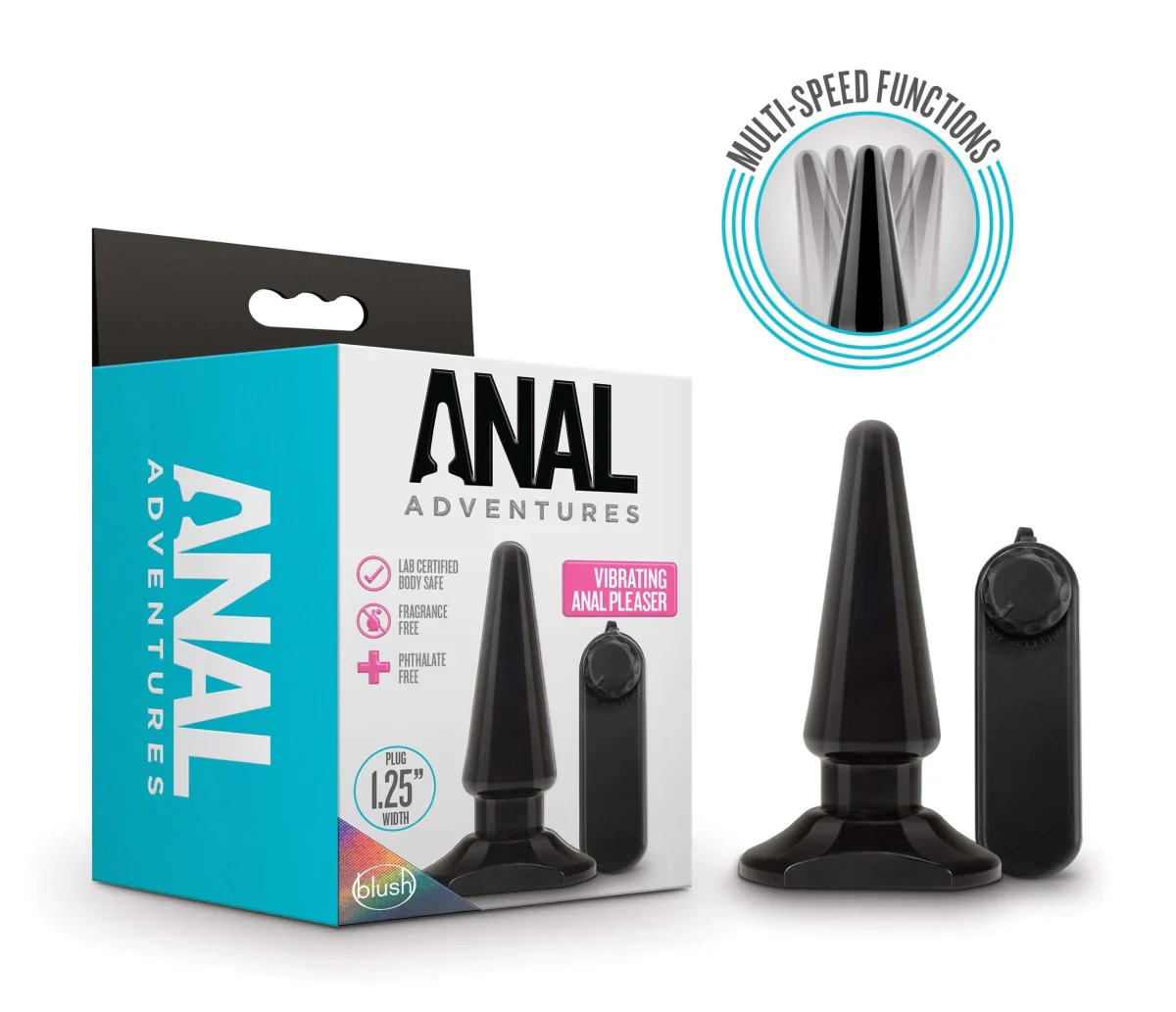 Anal Adventures Basic Pleaser Black 4-Inch Vibrating Anal Plug - Image 4
