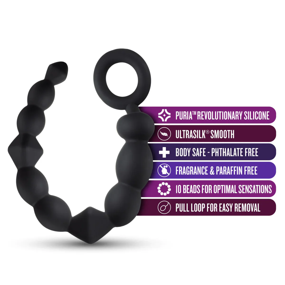 Anal Adventures Platinum Beginner Black 9.75-Inch Anal Beads - Image 2