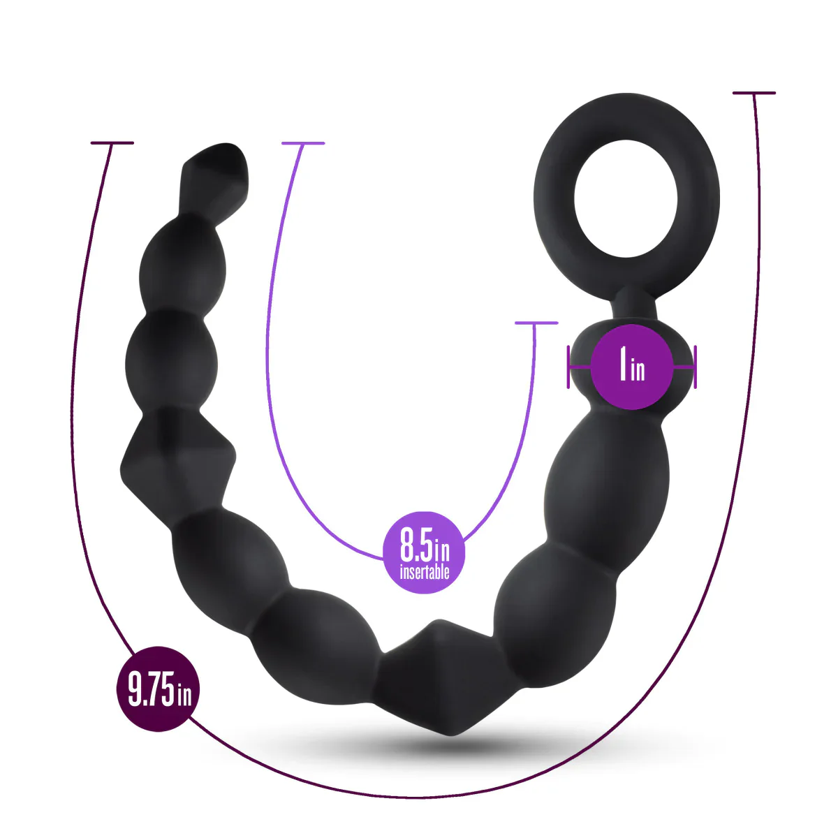 Anal Adventures Platinum Beginner Black 9.75-Inch Anal Beads - Image 3