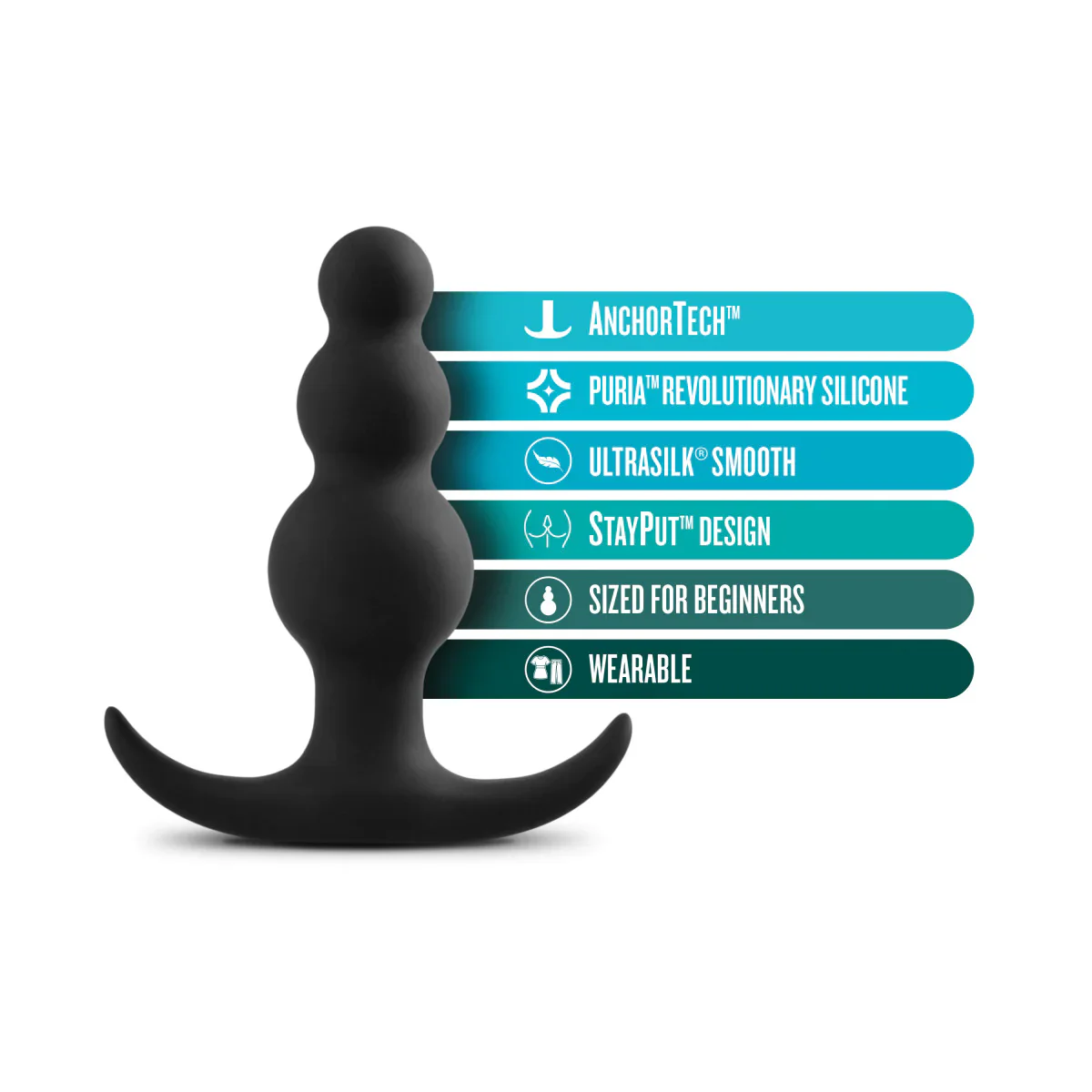 Anal Adventures Platinum Black 3-Inch Anal Beads - Image 3