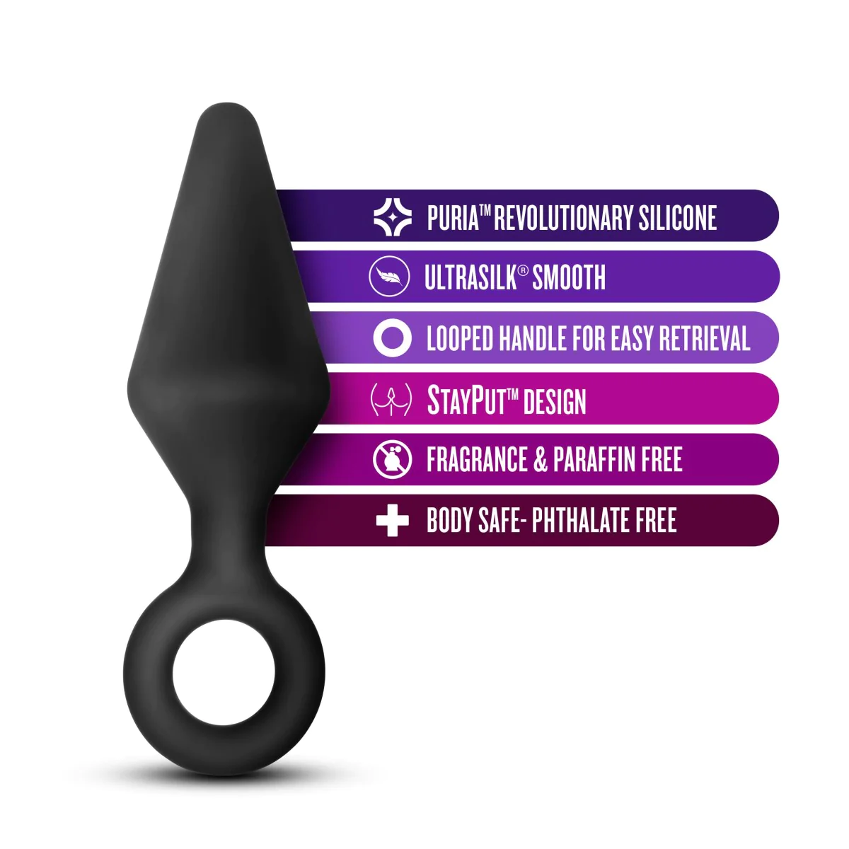 Anal Adventures Platinum Loop Black 4.5-Inch Anal Plug - Image 3