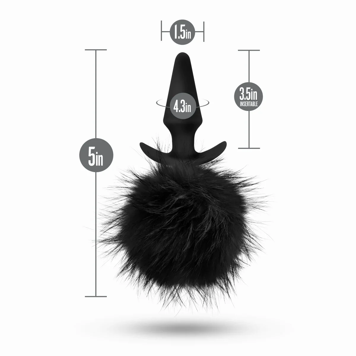 Anal Adventures Platinum Rabbit Tail Black 6.75-Inch Anal Plug - Image 2