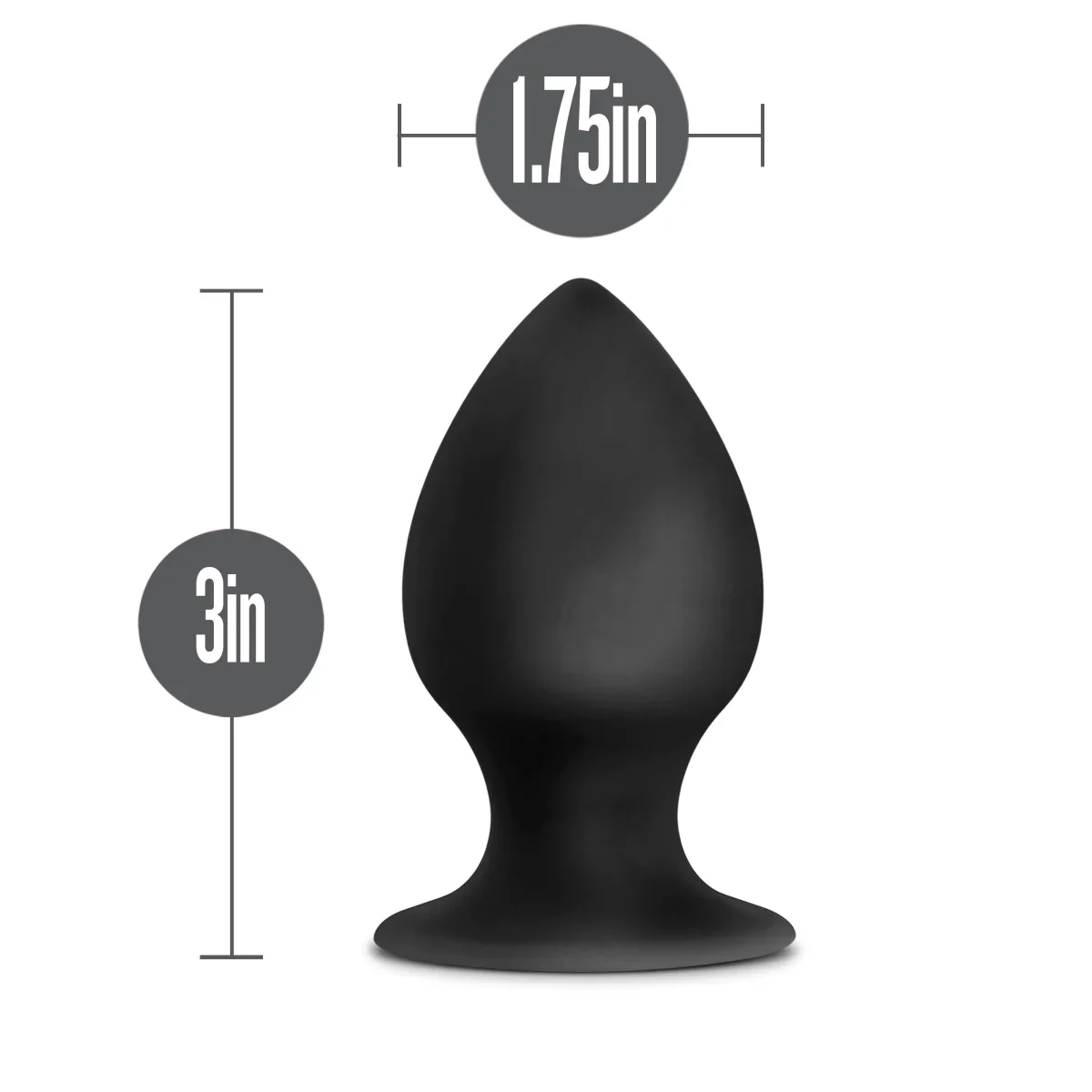 Anal Adventures Platinum Stout Black 3-Inch Anal Plug With Suction Cup Base - Image 2