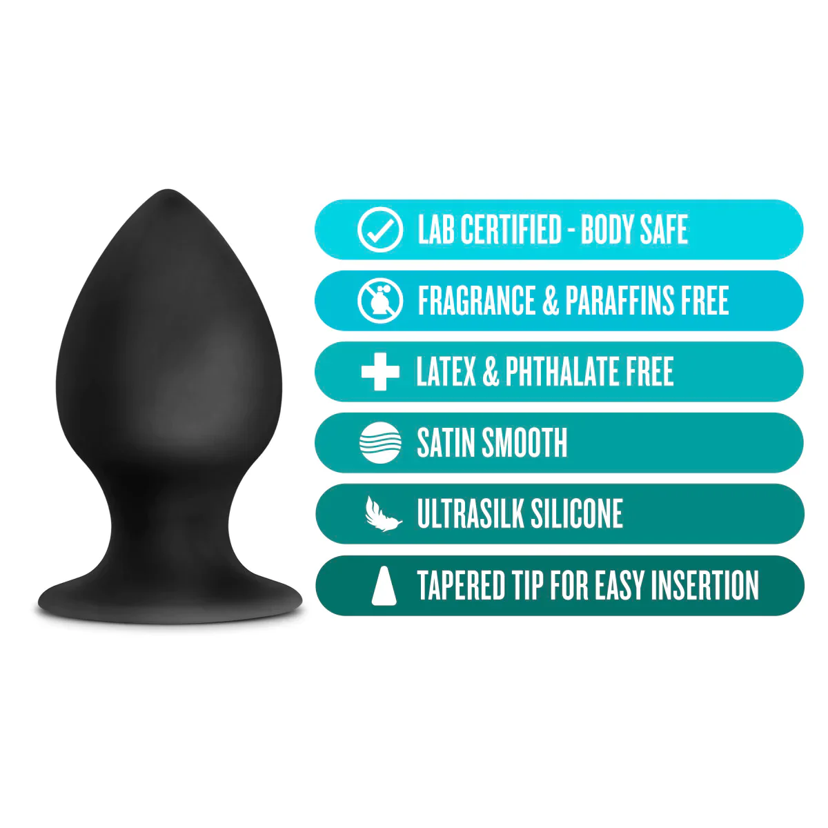 Anal Adventures Platinum Stout Black 3-Inch Anal Plug With Suction Cup Base - Image 4