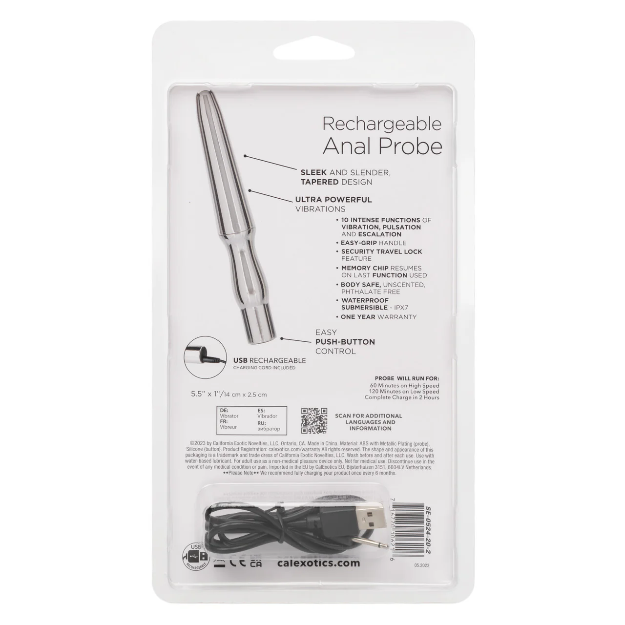 Anal Toys Rechargeable Silicone Anal Probe - Silver - Image 5