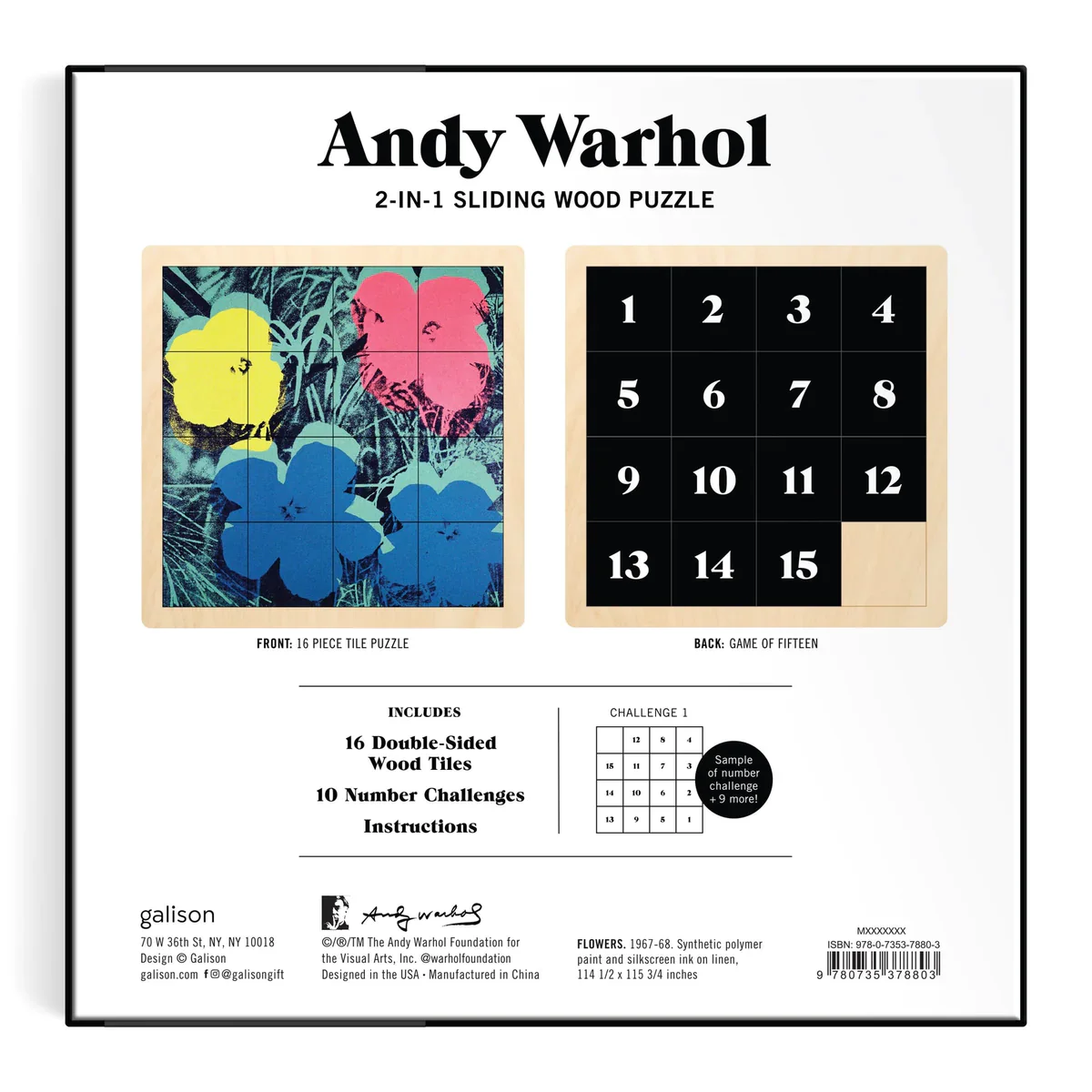 Andy Warhol Flowers 2-in-1 Sliding Wood Puzzle - Image 5