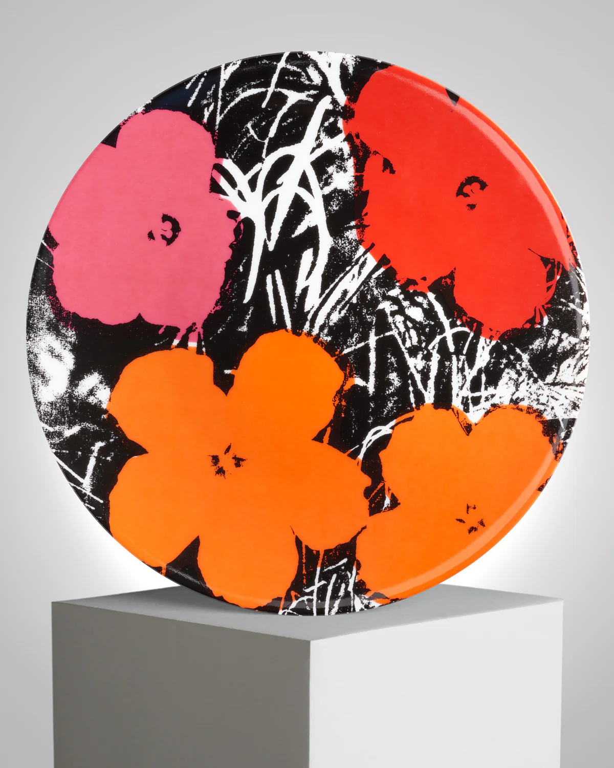 ANDY WARHOL PORCELAIN PLATE - FLOWERS - Red / Pink - Image 2