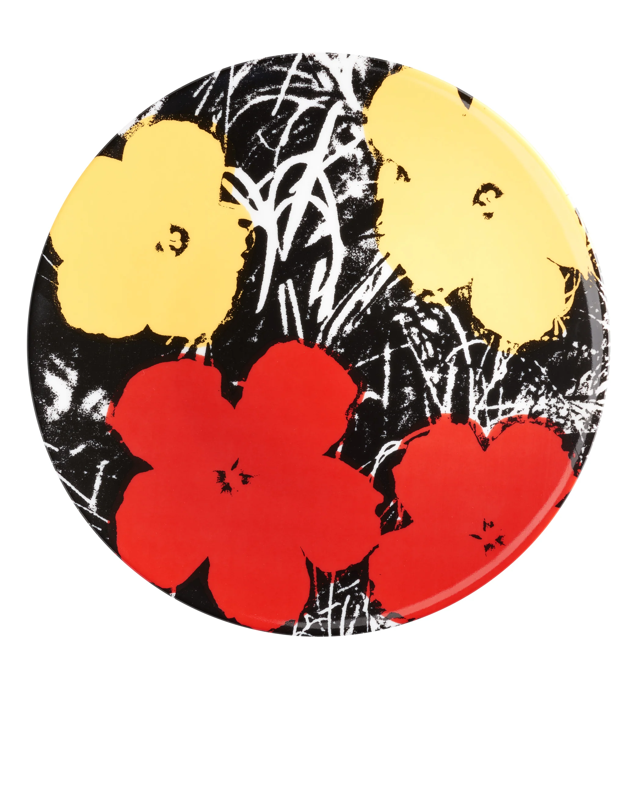 ANDY WARHOL PORCELAIN PLATE - FLOWERS - Yellow / Red - Image 3
