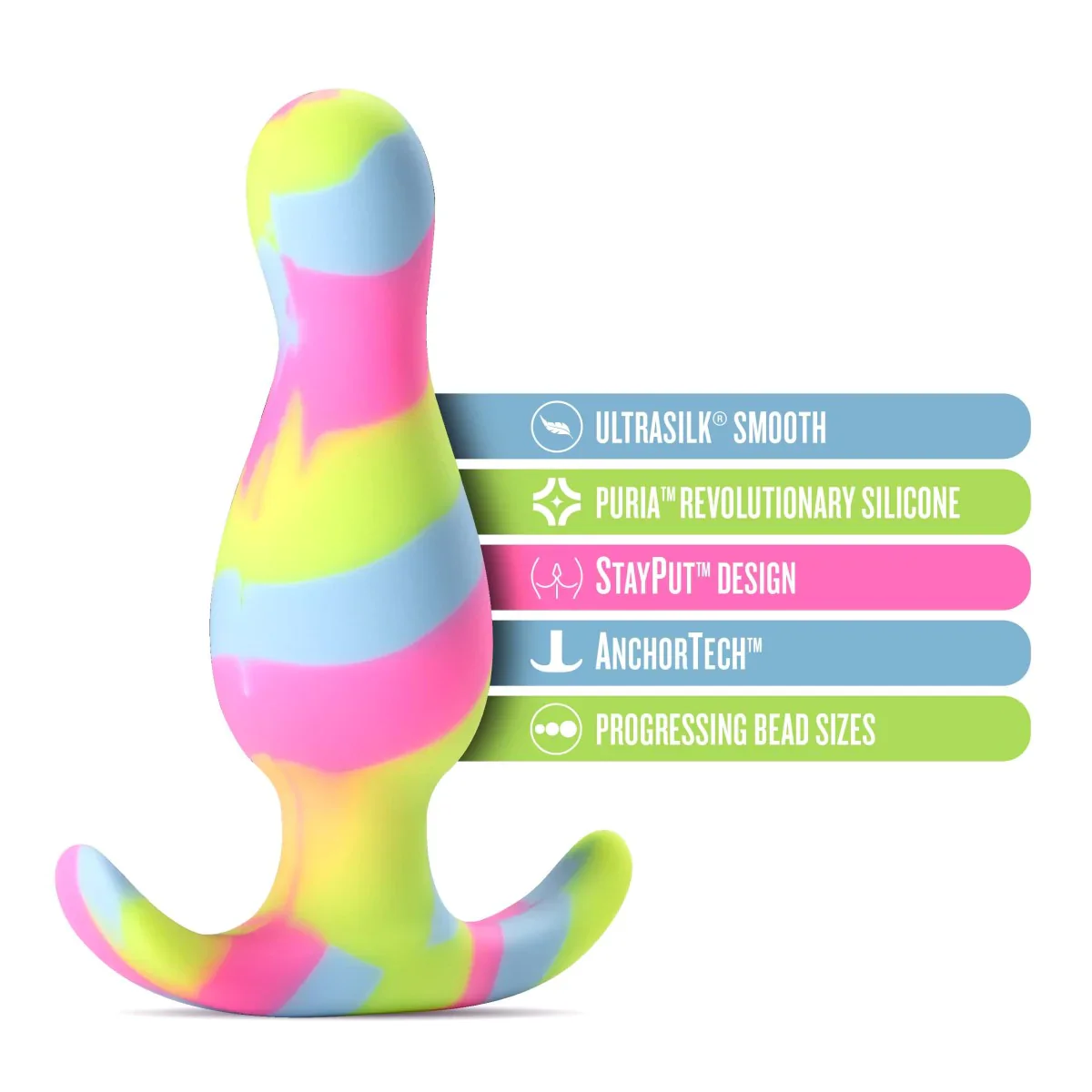 Avant Kaleido Lime Artisan 3 Inch Tapered Stayput Butt Plug with Pleasure Curves - Image 5