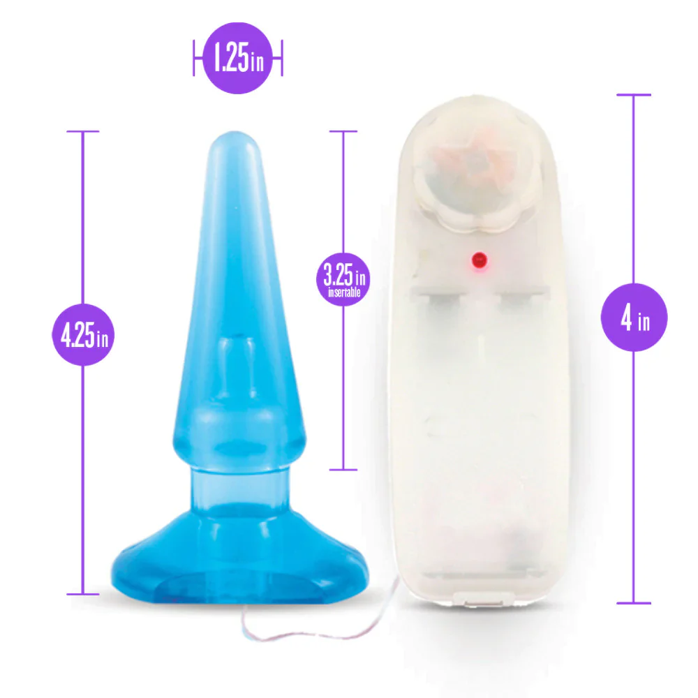 B Yours Basic Pleaser Remote-Control Blue 4.25-Inch Vibrating Anal Plug - Image 3
