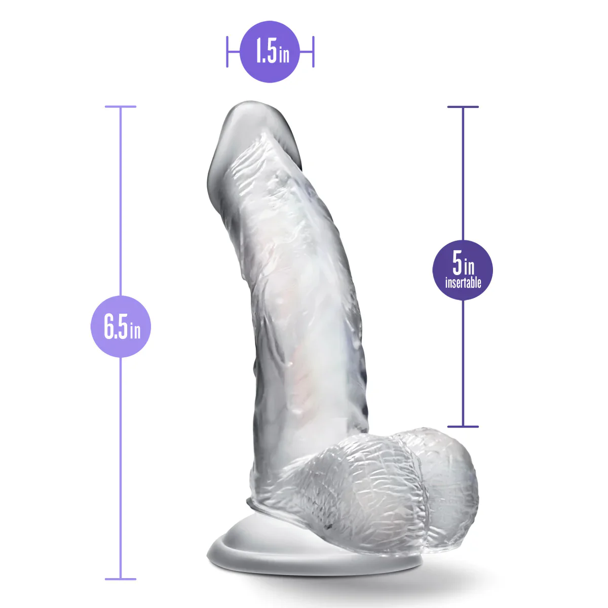 B Yours Diamond Sparkle Realistic P-Spot Clear 6.5-Inch Long Dildo - Image 2
