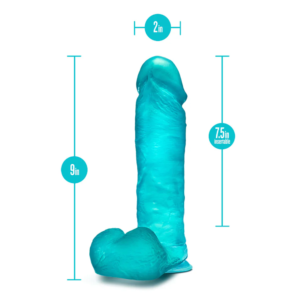B Yours Plus Mount N’ Moan Teal 9.5-Inch Long Dildo - Image 2