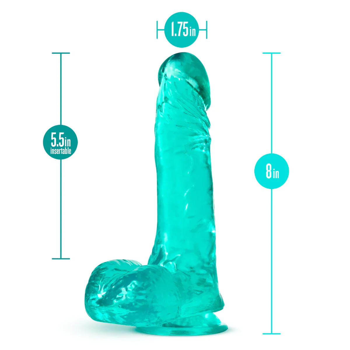 B Yours Plus Ram N’ Jam Realistic Teal 8-Inch Long Dildo - Image 2