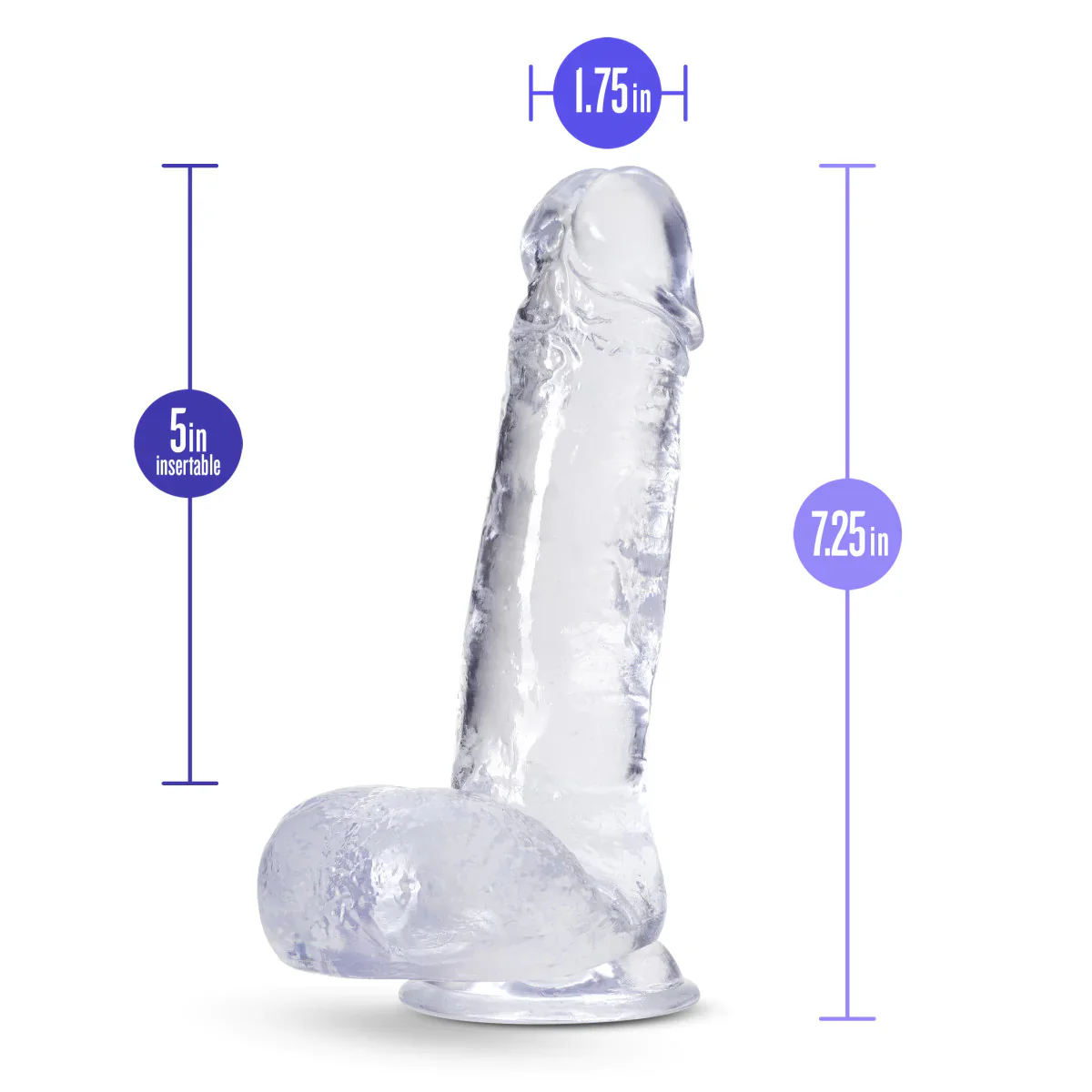 B Yours Plus Rock N’ Roll Realistic Clear 7.25-Inch Long Dildo - Image 2