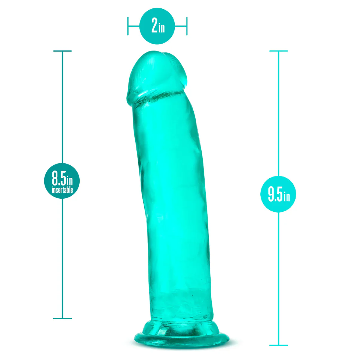 B Yours Plus Thrill N’ Drill Realistic Teal 9.5-Inch Long Dildo - Image 2