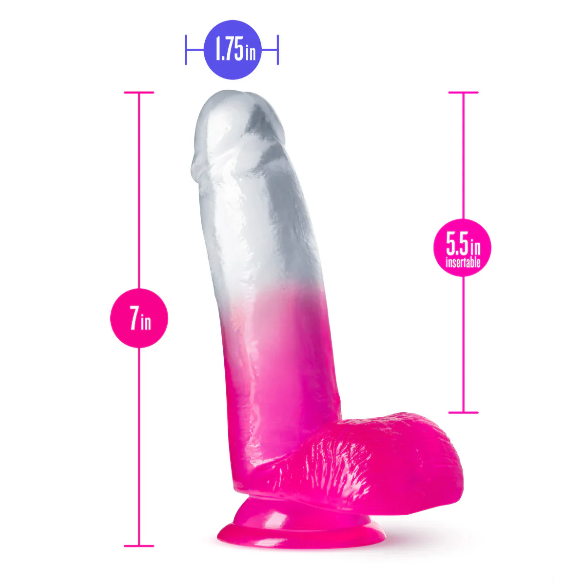 B Yours Sugar Magnolia Realistic Fuchsia 6.75-Inch Long Dildo - Image 2