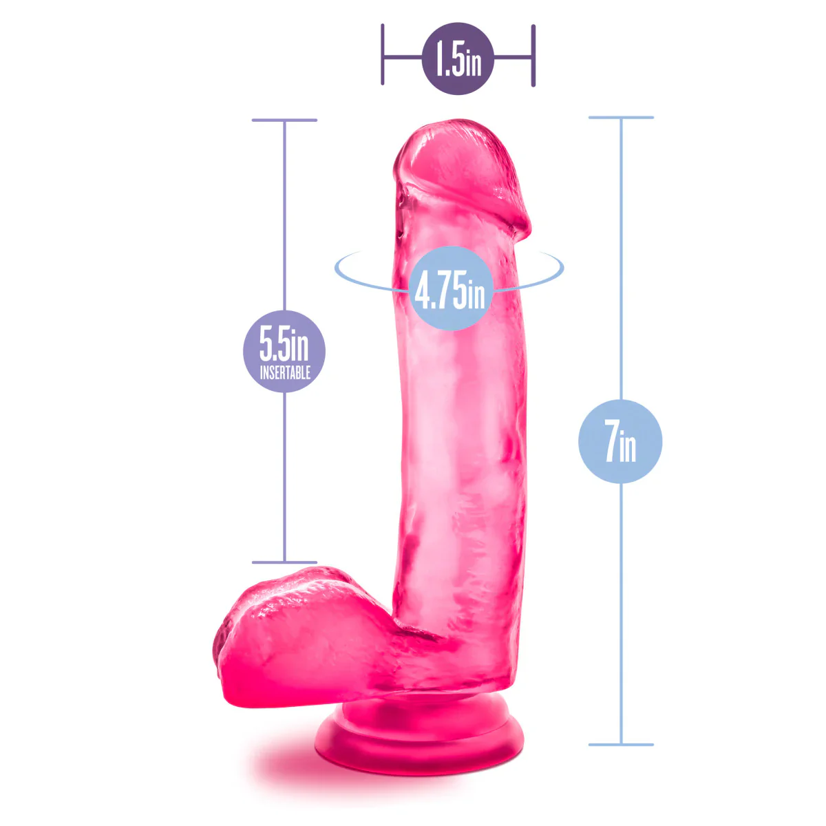 B Yours Sweet N' Hard 1 Realistic Pink 7-Inch Long Dildo - Image 3