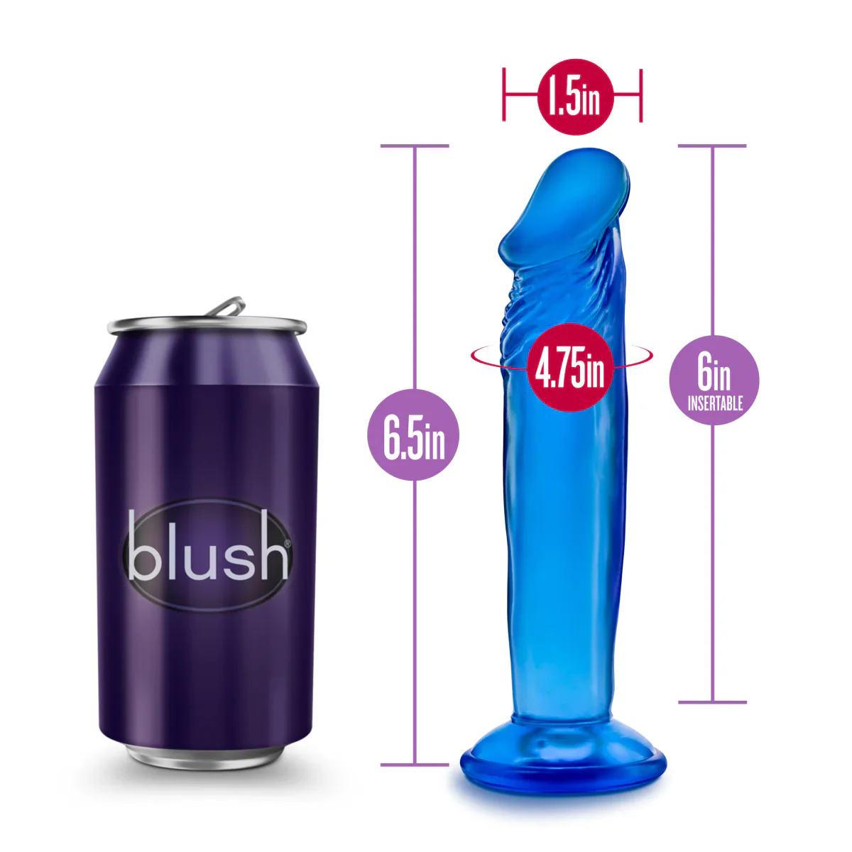 B Yours Sweet N' Small 6 Realistic Blue 6.5-Inch Long Dildo - Image 2