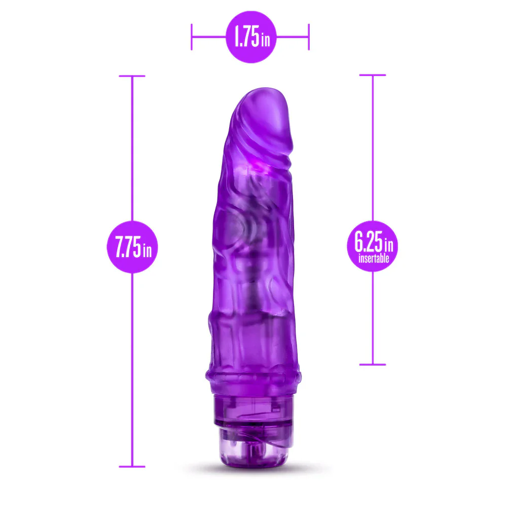 B Yours Vibe #3 Realistic Purple 7.25-Inch Long Vibrating Dildo - Image 3