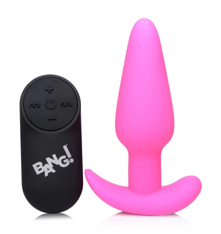 BANG Remote Control 21X Vibrating Silicone Butt Plug - Pink - Image 2