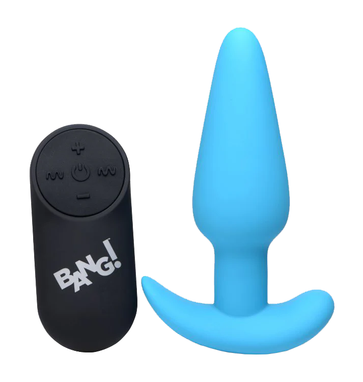 BANG Remote Control 21X Vibrating Silicone Butt Plug - Blue - Image 2