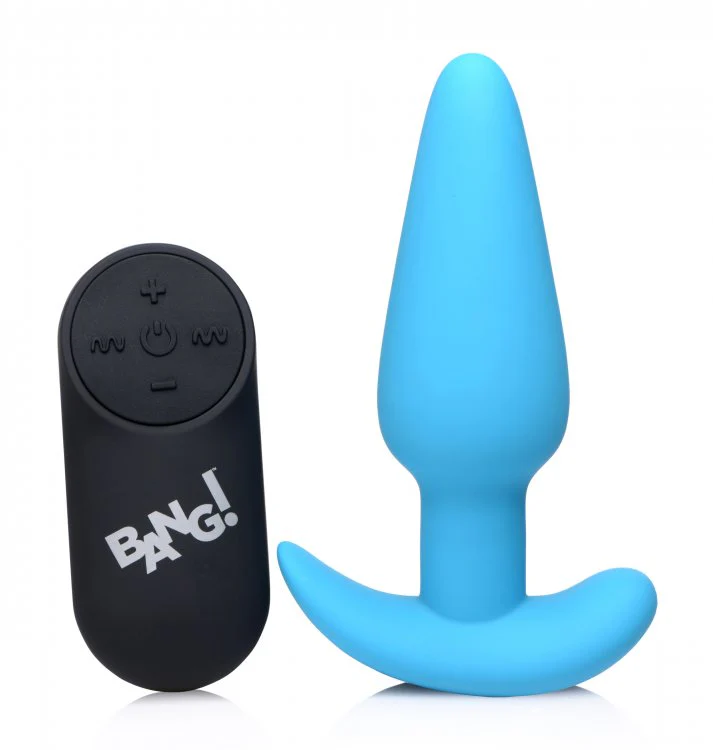 BANG Remote Control 21X Vibrating Silicone Butt Plug - Blue - Image 3