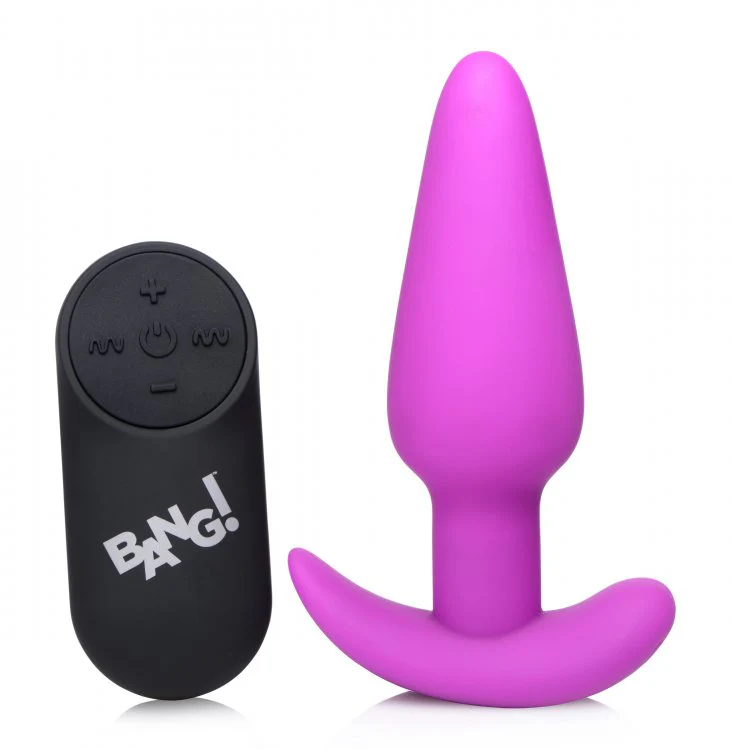 BANG Remote Control 21X Vibrating Silicone Butt Plug - Purple - Image 3