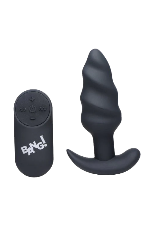 BANG Remote Control 21X Vibrating Silicone Swirl Butt Plug - Black