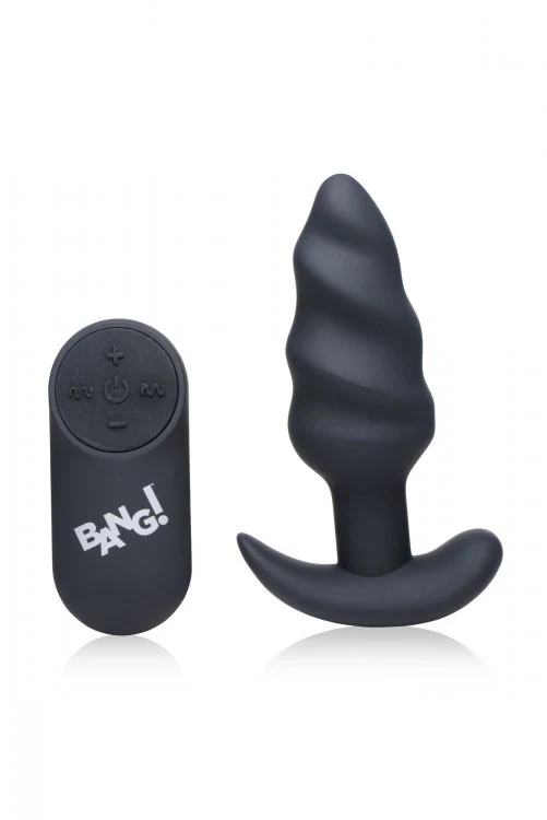 BANG Remote Control 21X Vibrating Silicone Swirl Butt Plug - Black - Image 2