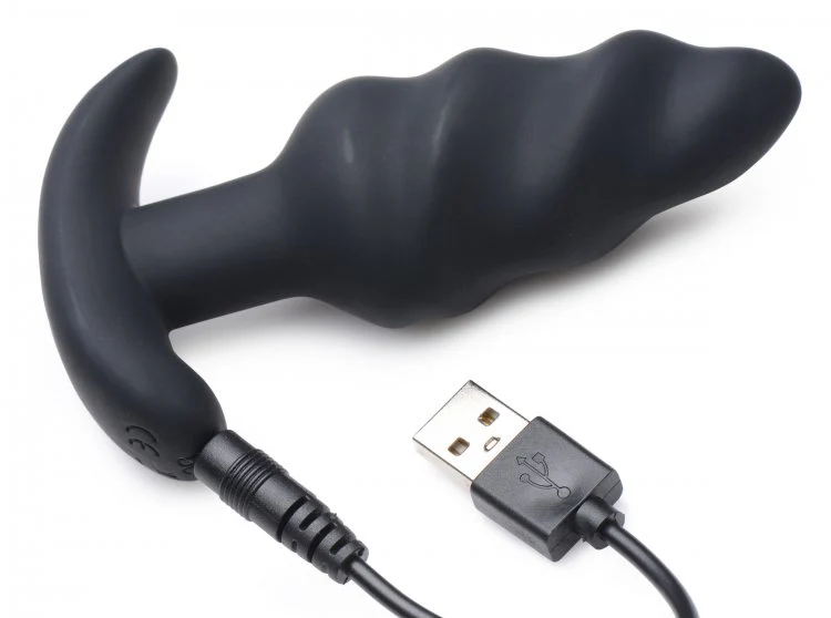 BANG Remote Control 21X Vibrating Silicone Swirl Butt Plug - Black - Image 4