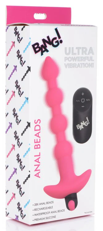 BANG Remote Control Vibrating Silicone Anal Beads - Pink - Image 6