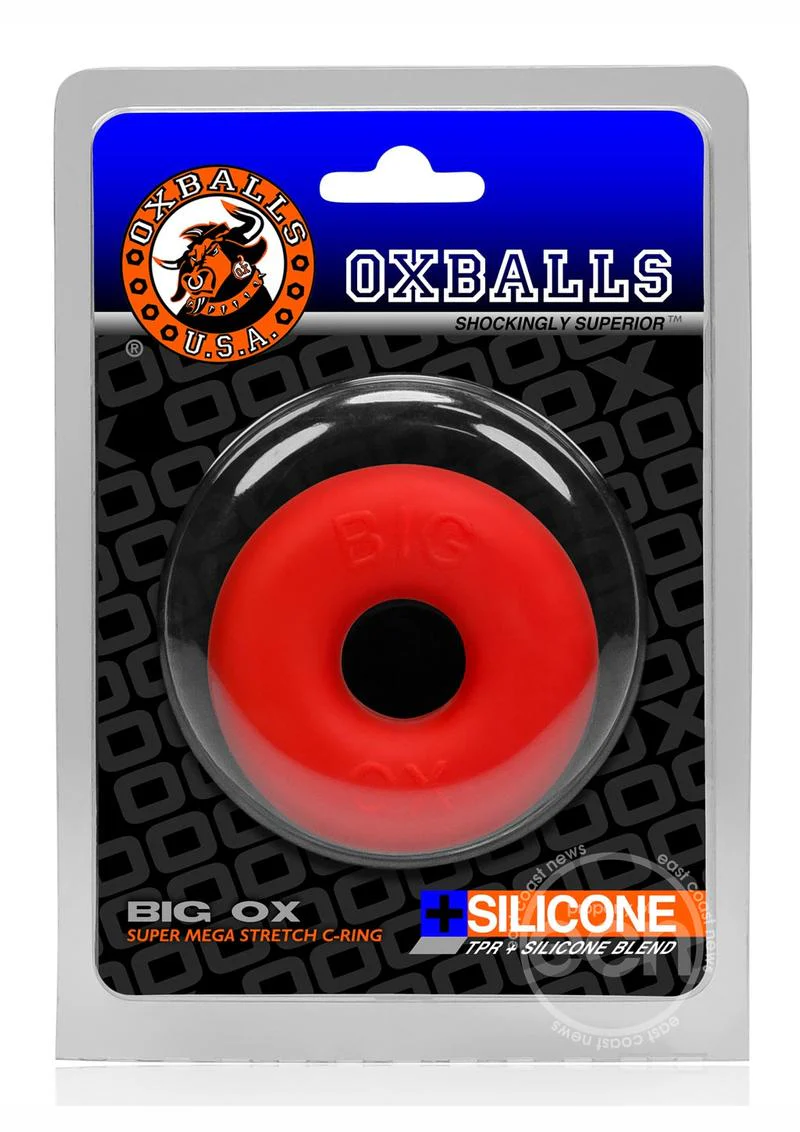 Big Ox Super Mega Stretch Cockring Silicone - Red - Image 3