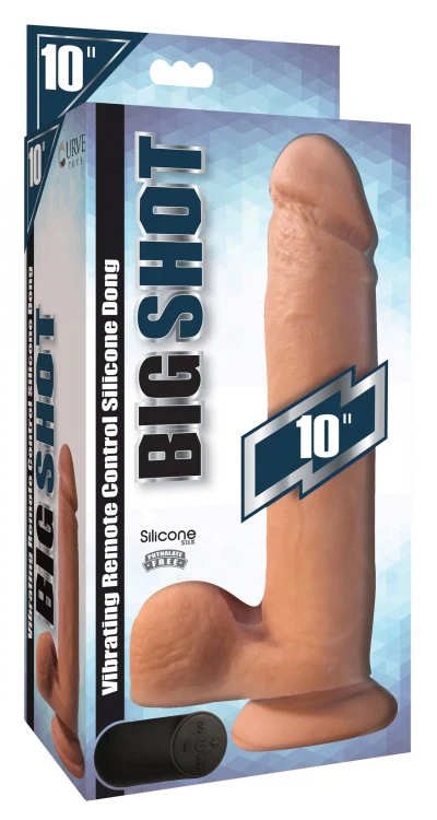Big Shot Vibrating Silicone Dildo w. Balls - 10 Inch - Image 4
