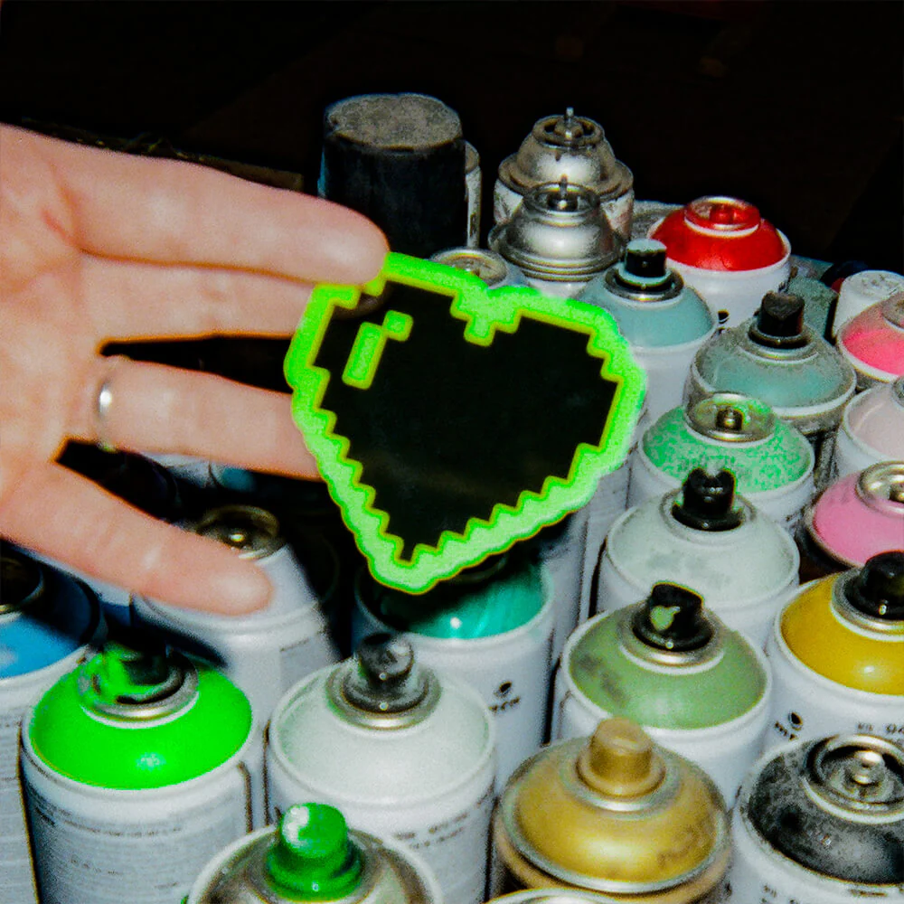 Brat Green Pixel Heart By Wendy White - Die-Cut Sticker - Image 3