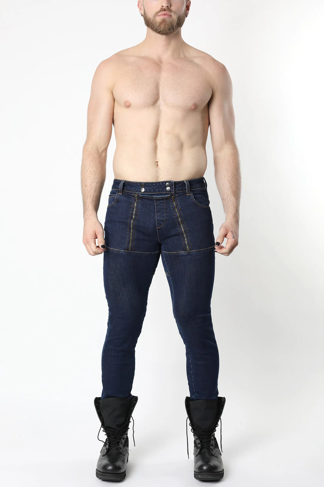 CELLBLOCK 13 SLICK CARPENTER DENIM ZIPPER PANTS - Indigo - Image 3