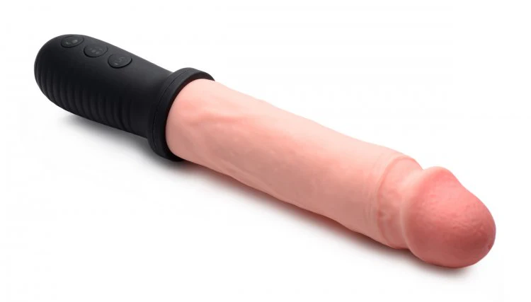 8X Auto Pounder Vibrating and Thrusting Dildo with Handle by Master Series - FLESH - Image 3