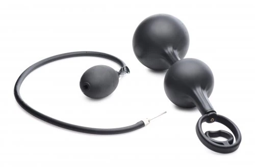 Devils Rattle Inflatable Silicone Anal Plug with Cock and Ball Ring - Image 3