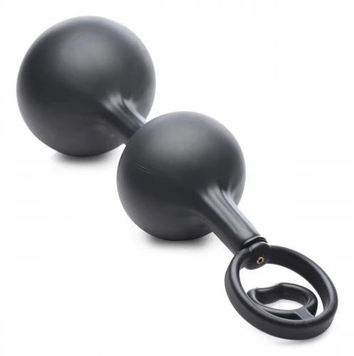 Devils Rattle Inflatable Silicone Anal Plug with Cock and Ball Ring - Image 4